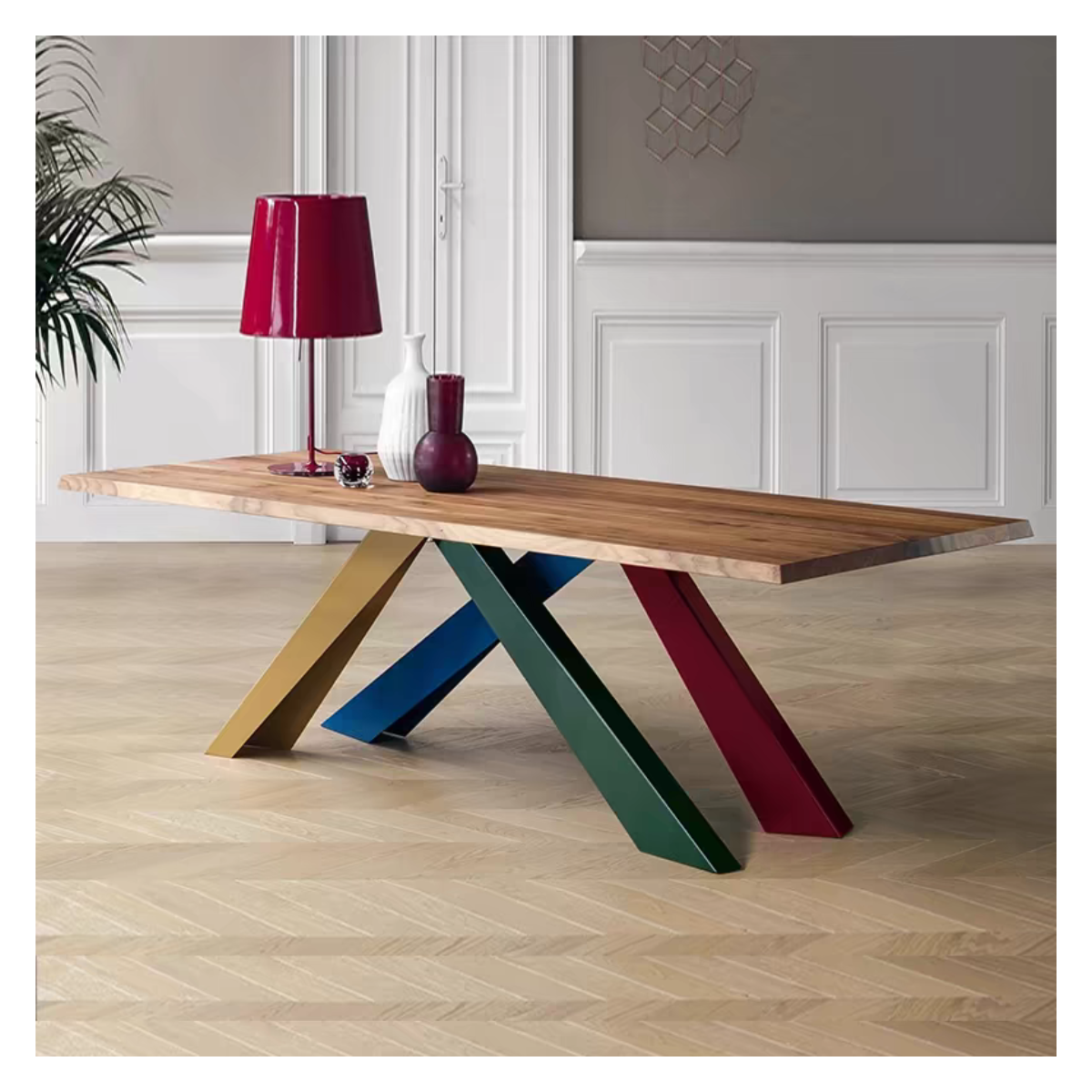 Arco Live Edge Multicolor Base Dining Table